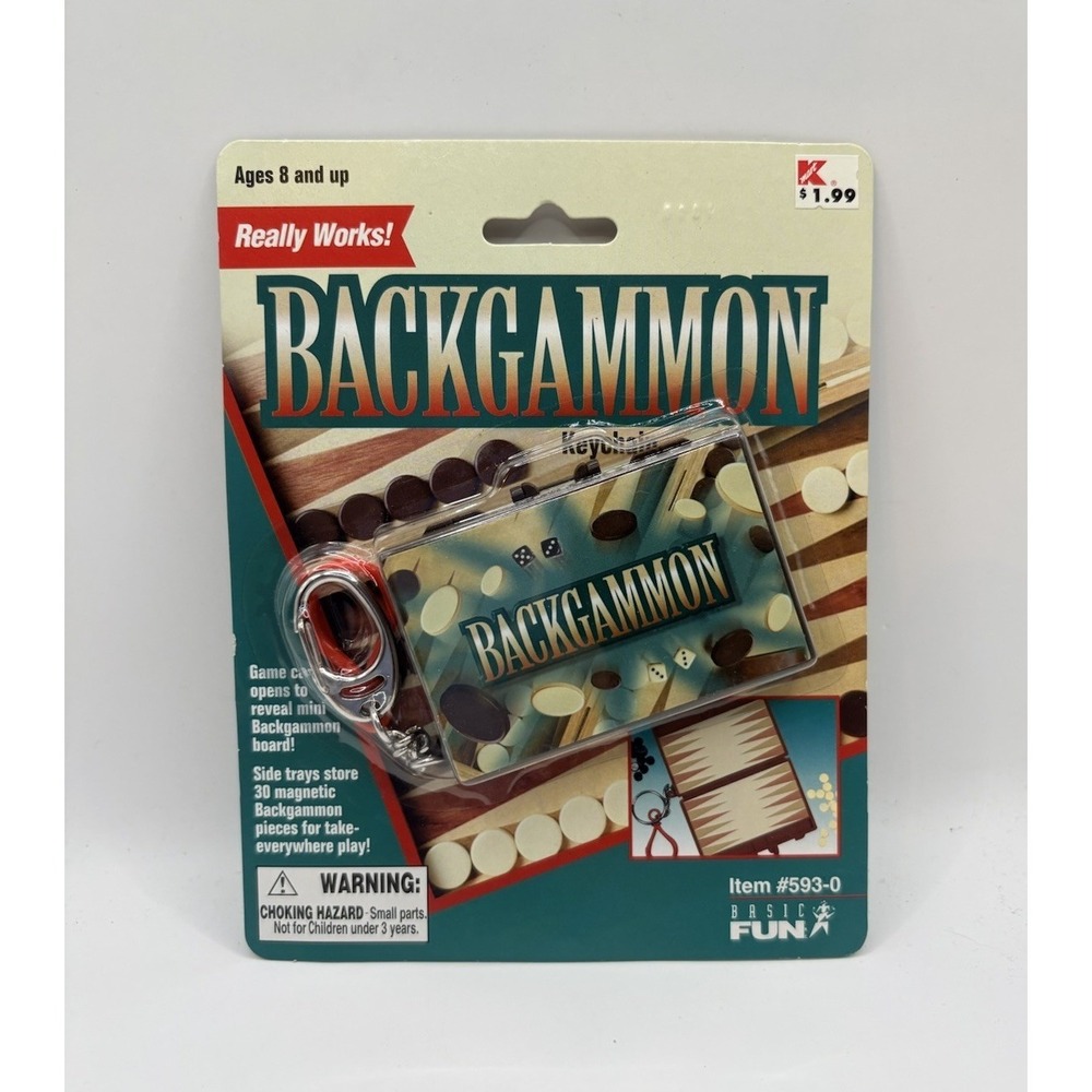 2000 Basic Fun‎ Backgammon Keychain Game New In Package
